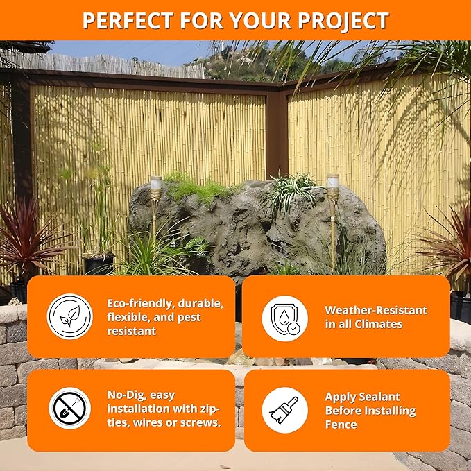 FOREVER BAMBOO Natural Bamboo Fencing Decorative Rolled Fence Panel 0.75 in D x - Image 16