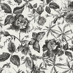 JiffDiff Floral Vintage Wallpaper Peel and Stick Wall Stick Black Rose by wallpaper