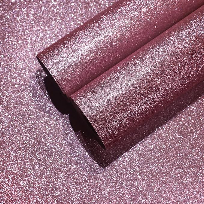 CHIHUT Pink Glitter Wallpaper Stick and Peel 15.7''x100'' Sparkle Glitter by CHIHUT
