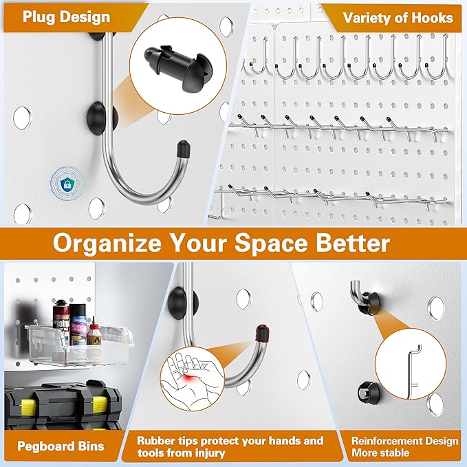 Peg Board, 6 Pack 16'' x 12'' White Pegboard Panels - Image 6