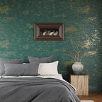 VEELIKE Vintage Teal Gold Peel and Stick Wallpaper Metallic Distressed Green - Image 2
