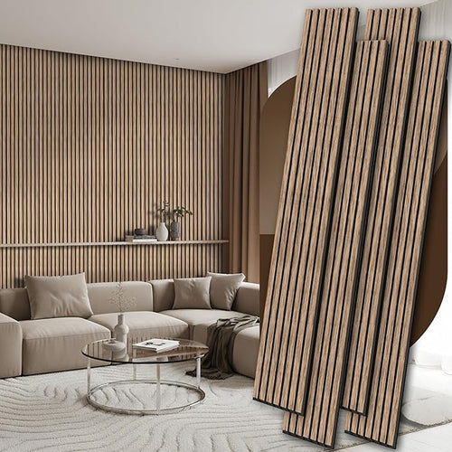 4 Pack Wood Panels for Wall, 106.3" × 11" Wood Slat Acoustic Panels for Wall by Ritollo