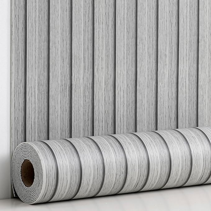 Haimin Wood Grain Slat Wall Panels Peel and Stick Faux Wood Thick Wallpaper by HaiminHomeDecorWallpaper