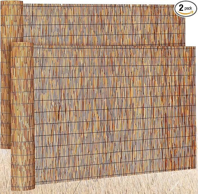 Barydat 2 Pcs 4 x 10 ft Reed Fence Roll, 85% Shade Bamboo Privacy Screen by home