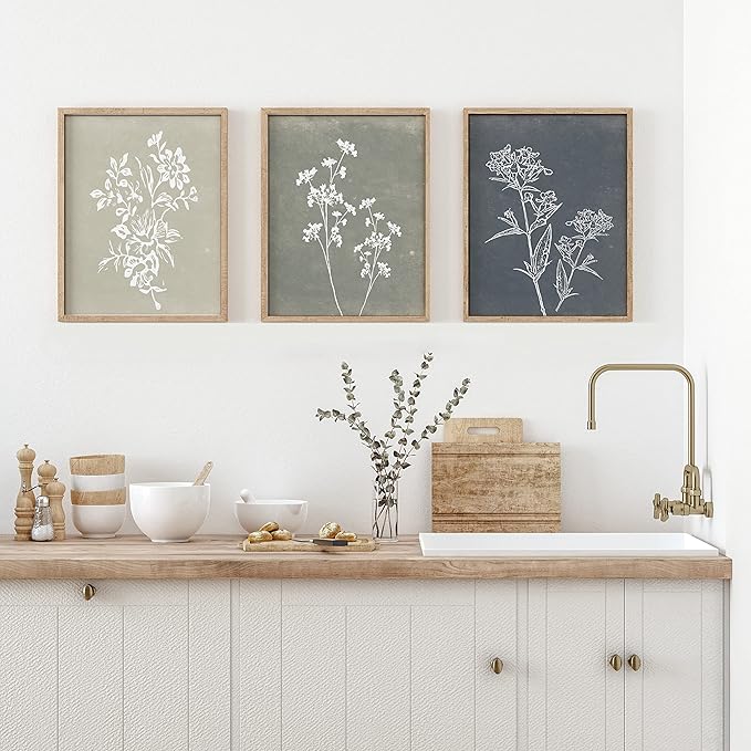 Framed Boho Wall Art Set of 4 for Wooded Minimalist Botanical Print Wall Art - Image 8