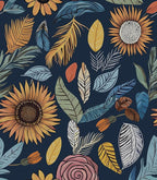 Blue Boho Wallpaper Peel and Stick, Vintage Floral Contact Paper 17.5" x 118" by Laatse