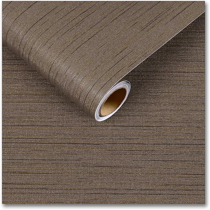 CRE8TIVE Wide 24"x118" Dark Brown Grasscloth Peel and Stick Wallpaper Fabric by CRE8TIVE