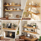 Floating Shelves Set of 2, Solid Elm Wood Wall Shelves 24 Inch - Image 6