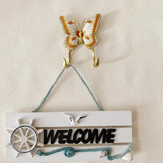 1 Pack Decorative Wall Hook, Vintage Butterfly Shaped Metal Wall Hook - Image 3