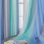 XiDi Curtains for Bedroom Decor, Rainbow BluGrenGrey-52-54 - Image 5