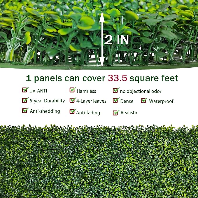 ODTORY Artificial Boxwood Roll Panels:40 X 120 in UV-Anti Artificial Ivy - Image 3