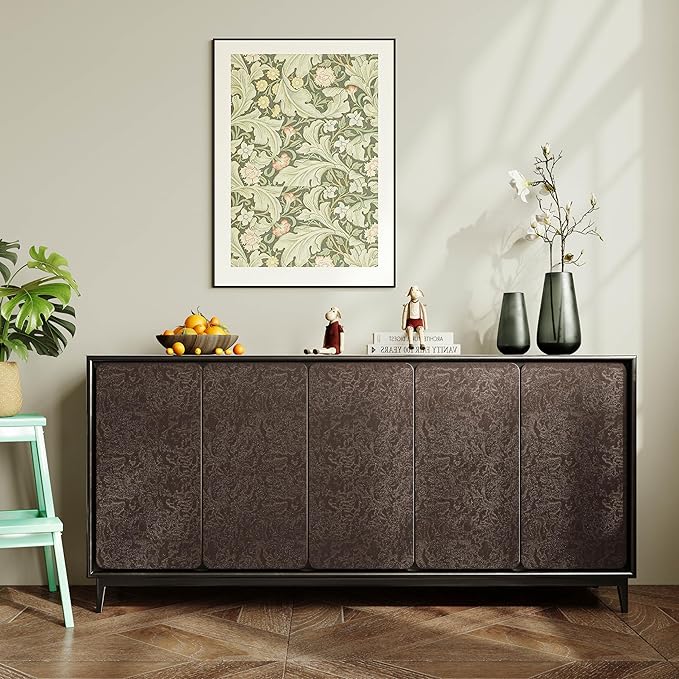 Abyssaly Brown Peel and Stick Wallpaper Vintage Embossed Floral Contact Paper - Image 6