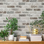 Guvana 17.3"×787" Brick Peel and Stick Wallpaper Grey Brown 3D Self Adhesive by Guvana