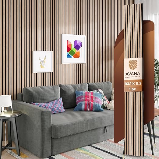 Avana Acoustic Wood Wall Panels – 93.2x11.25 Inch Panels – Fits 94x12 Layout – by AvanaHome