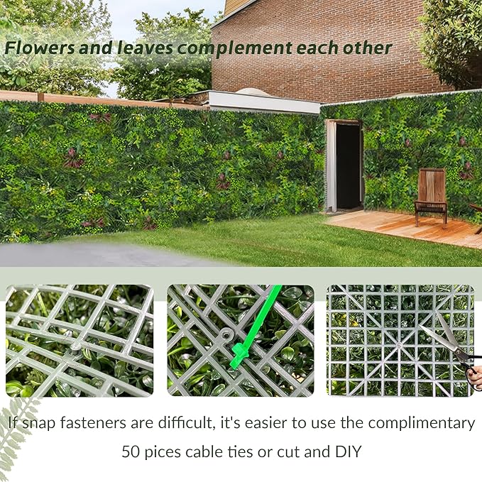 Artificial Grass Wall Boxwood Plant Panel: 20"x20" UV Resistant Green Leaves - Image 4