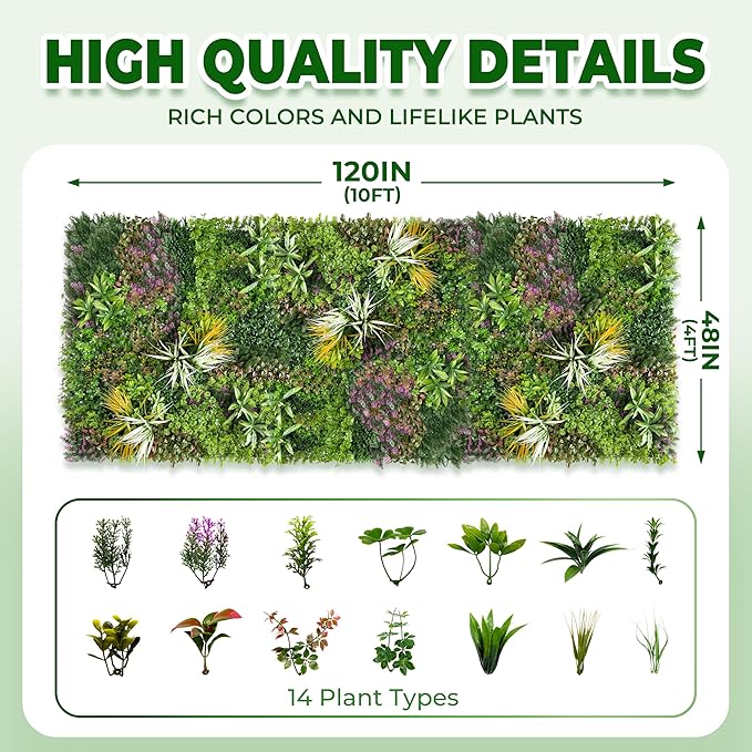 Artificial Grass Wall Roll Panels: 48''x120''Boxwood Hedge Panels, UV-Anti - Image 2