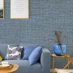Blue Gray Grasscloth Peel and Stick Wallpaper 17.3"x480" Faux Linen Textured - Image 5