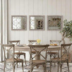 Set of 2 18 Inch Large Square Brown Window Pane Wall Mirrors, Shatterproof - Image 7