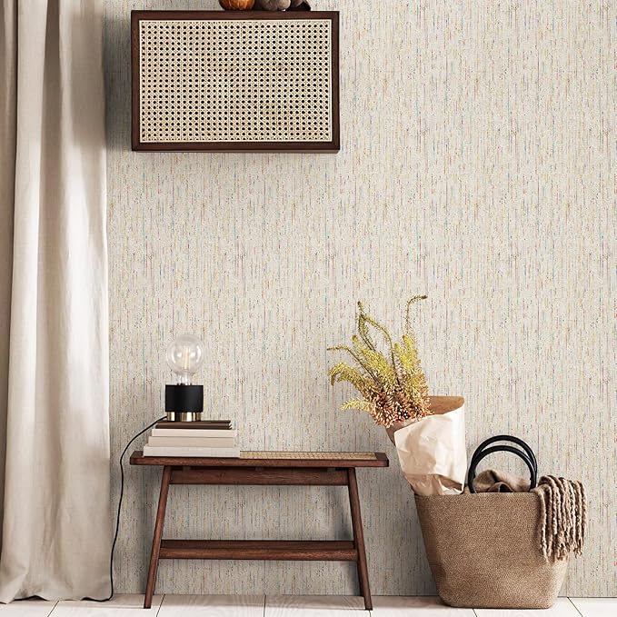 JiffDiff Woven Wallpaper Peel and Stick 17.3" x 120" Colorful Paint Grasscloth - Image 7