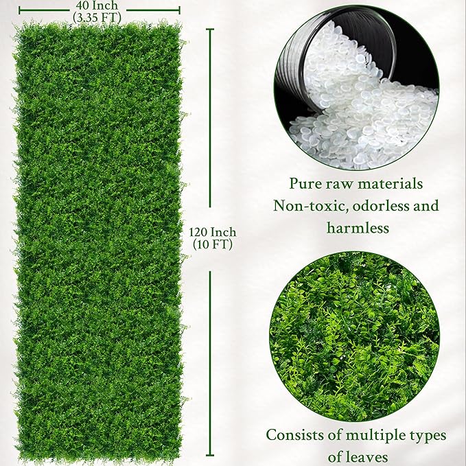 ODTORY Artificial Plants Hedge Wall Panels：40x120 Inch UV-Anti Greenery Boxwood - Image 2