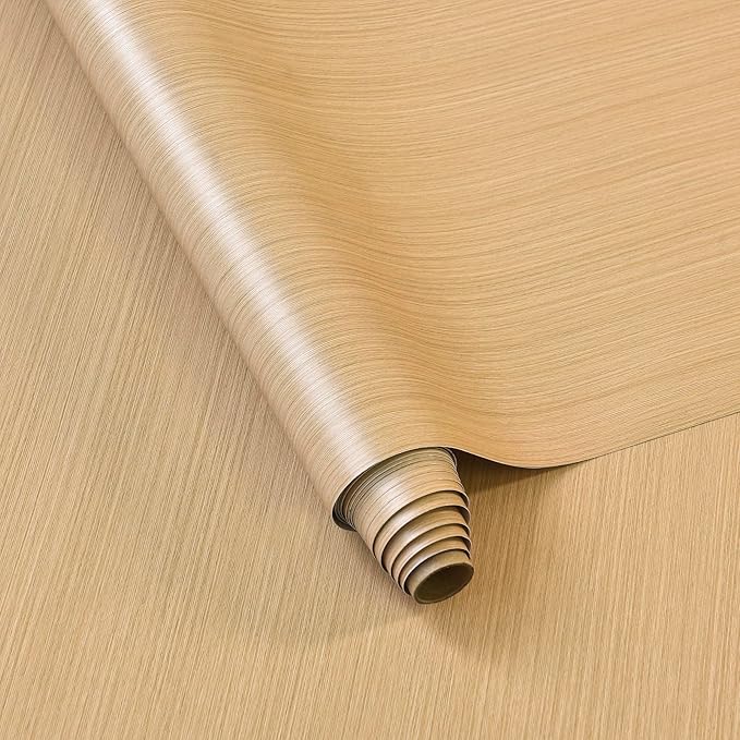 Thick Oak Wood Wallpaper Peel and Stick 48"x354" Light Brown Wood Contact Paper by BOMENG