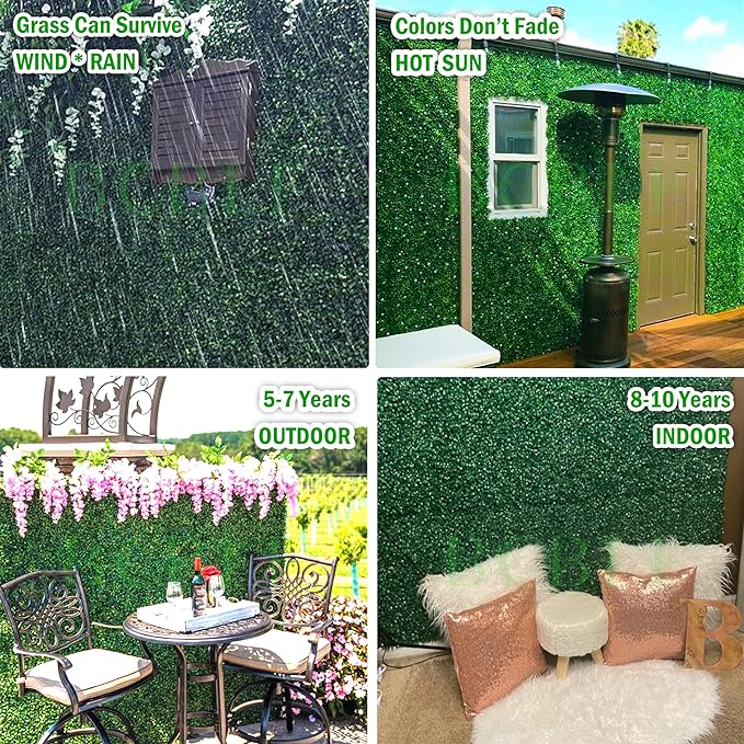 10x10Inch 8Pcs Grass Wall Panels, 4 Layers UV-Anti Boxwood Greenery Hedge - Image 5