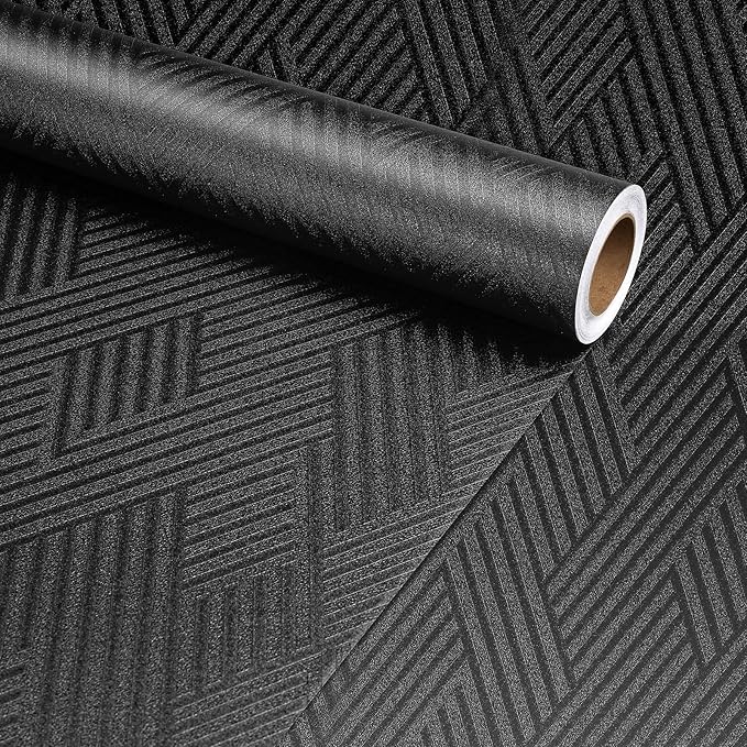 Decotalk Black Textured Geometric Peel and Stick Wallpaper by Decotalk