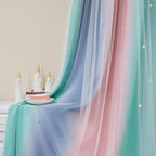 XiDi Curtains for Bedroom Decor, Rainbow Pinkgreen grey52/90 - Image 5