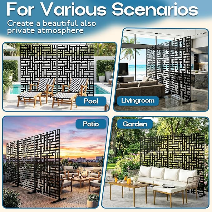 MTART Metal Privacy Screen 72" H x 47.2" Decorative Outdoor Privacy Screen - Image 7