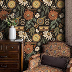 JiffDiff Boho Peel and Stick Wallpaper Vintage Floral Wall Paper Removable Sun by wallpaper