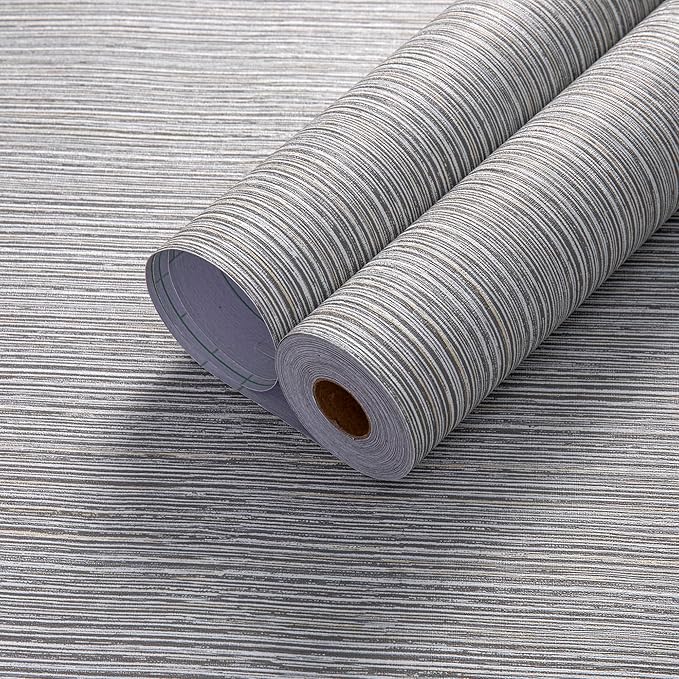 Haimin Grasscloth Wallpaper Textured 24in X 393in Fabric Contact Paper Brown - Image 8