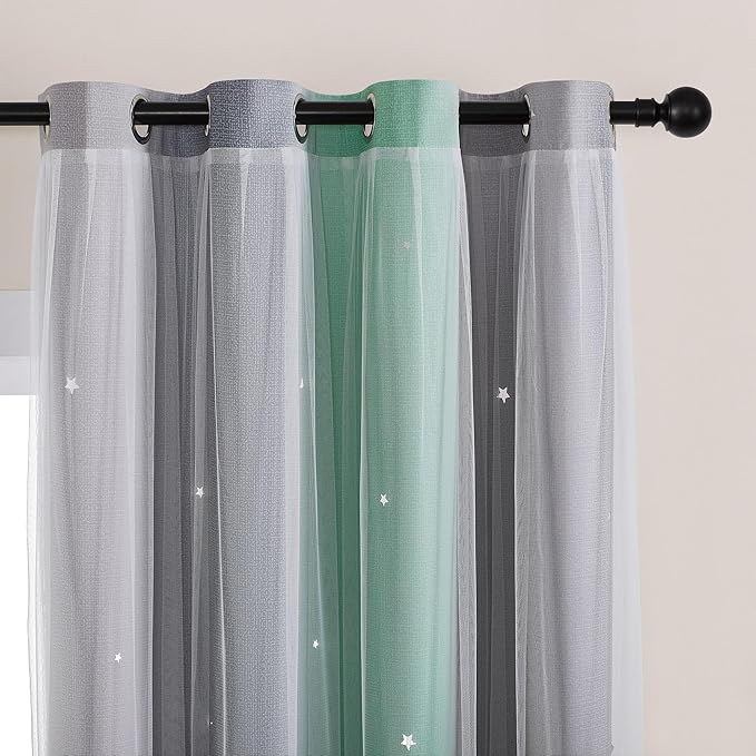 XiDi Rainbow Blackout Curtains for Kids Room, Unicorn Wall Decals - Image 2