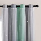 XiDi Curtains for Bedroom Decor, Rainbow Green LightgreyGrey34/96/1 - Image 2