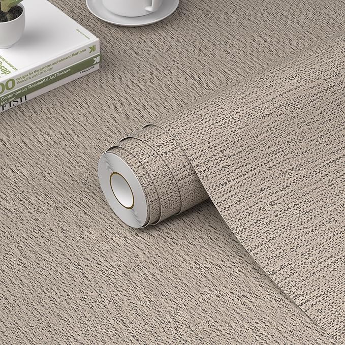 WADILE Grasscloth Peel and Stick Wallpaper 15.7in x 787.4in, Textured Contact by WADILE