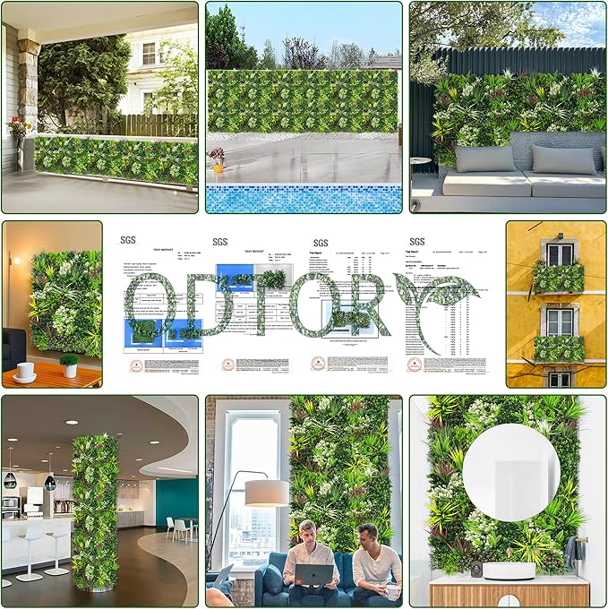 ODTORY Artificial Plant Wall Panels: 40"×120" UV-Anti Faux Grass Wall Backdrop - Image 6
