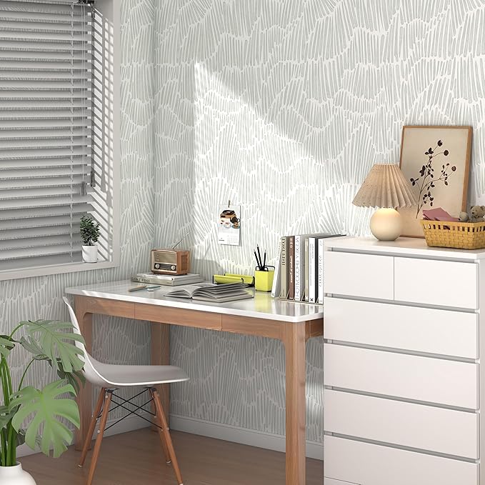 Theper Green Wallpaper 17.3"×118" Modern Striped Wall Paper Peel and Stick - Image 5
