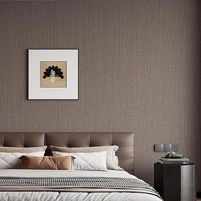 Haimin Fabric Wallpaper Textured Contact Paper Peel and Stick Faux Linen Wall - Image 5
