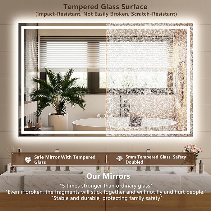 55x36 Inch LED Lighted Bathroom Mirror - Image 5