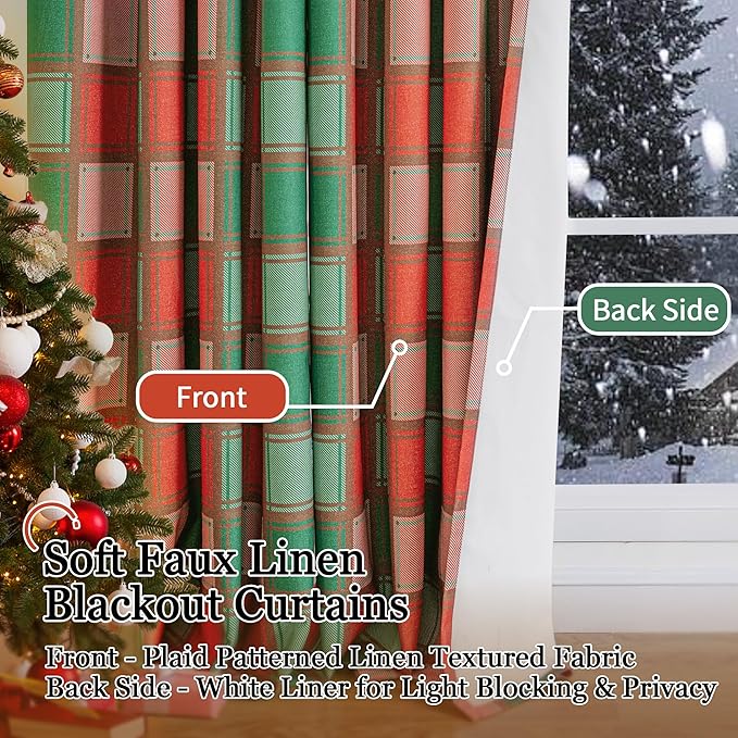 Lajode Plaid Curtains for Living Room 84 Inches Long - Image 5