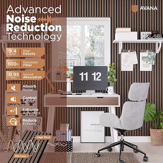 Avana Acoustic Wood Wall Panels – 47.2 X 12.6 Inch Walnut Acoustic Panels 1 PC - Image 5