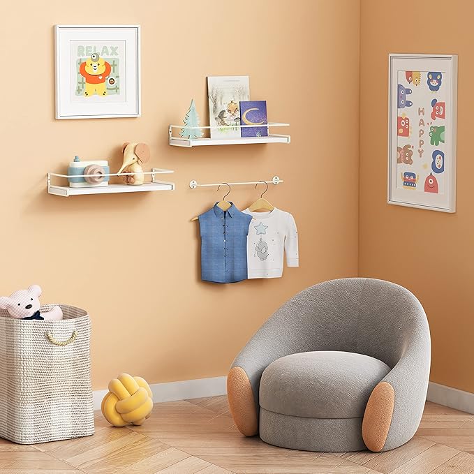 Forbena Bathroom Shelves for Wall Set of 2, Small Wall Mount Bookshelf and Toy - Image 2