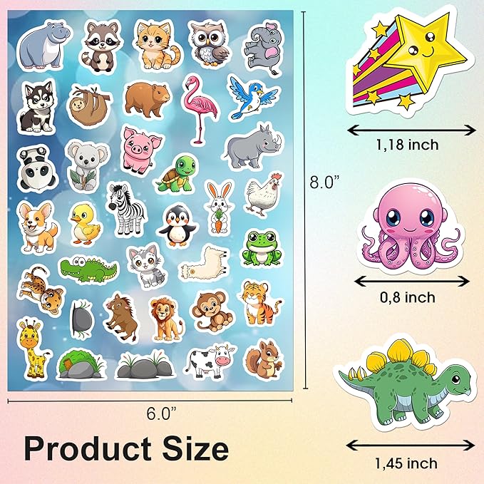 BEATRI 640+ Adorable Stickers for Kids – 18 Sheets of Fun & Colorful Designs – Perfect for Gifts, for Crafts, Rewards Charts, Classroom & Party Favors