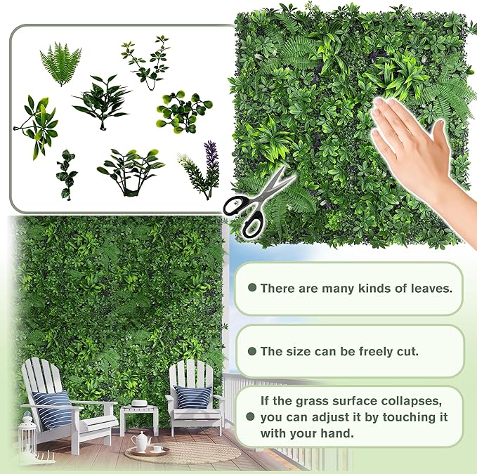 Artificial Green Boxwood Grass Wall Roll: 48"x128" UV Protected Ivy Privacy - Image 3