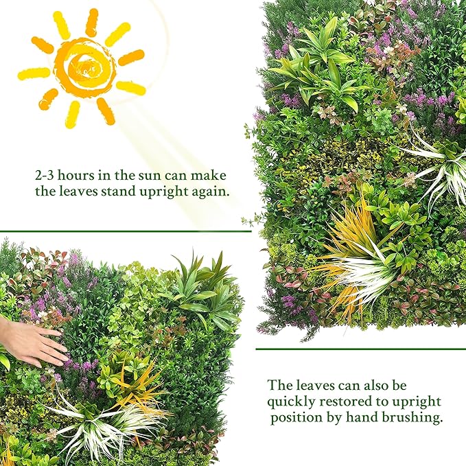 ODTORY Artificial Greenery Grass Wall Panels: 20''x 20'' 12P UV-Anti Faux Ivy - Image 7