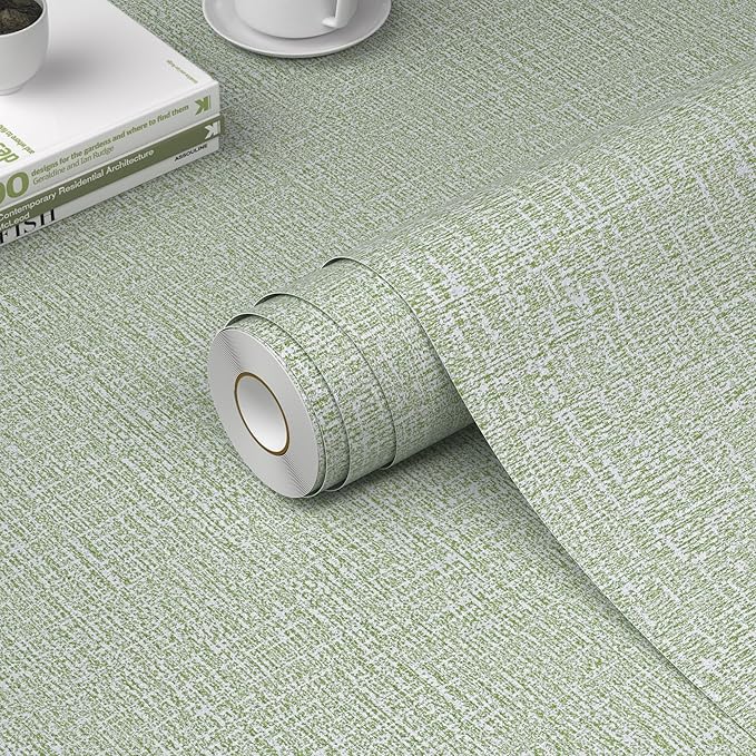 WADILE Grasscloth Peel and Stick Wallpaper 23.6in x 236in, Textured Contact by WADILE