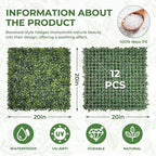 Artificial Grass Wall Panel Screen: 20"x20" 12P UV-Anti Faux Boxwood Panels - Image 2