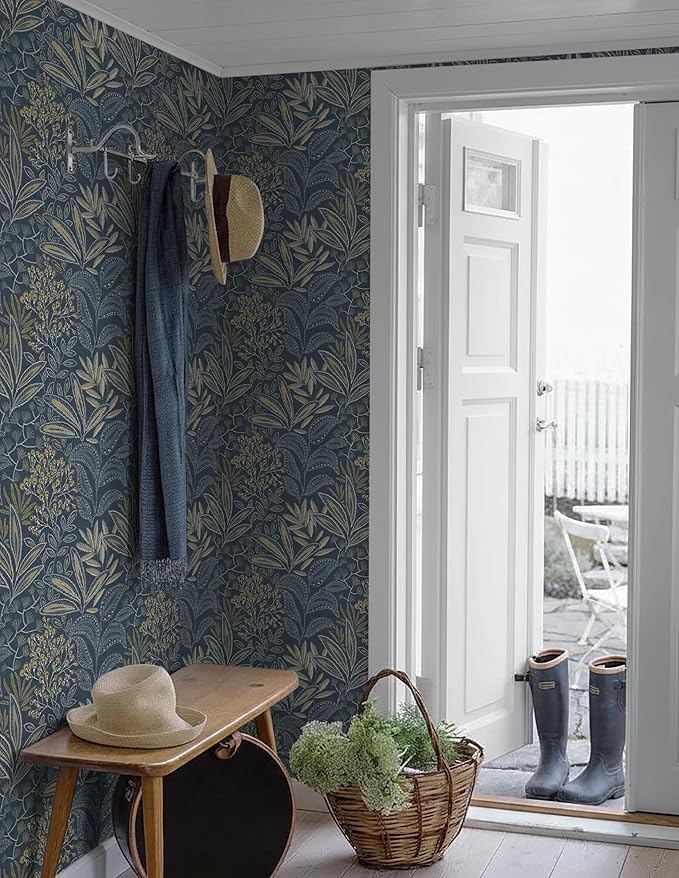 Safiyya Blue Vintage Floral Wallpaper Peel and Stick Contact Paper 17.3" x 197" - Image 4