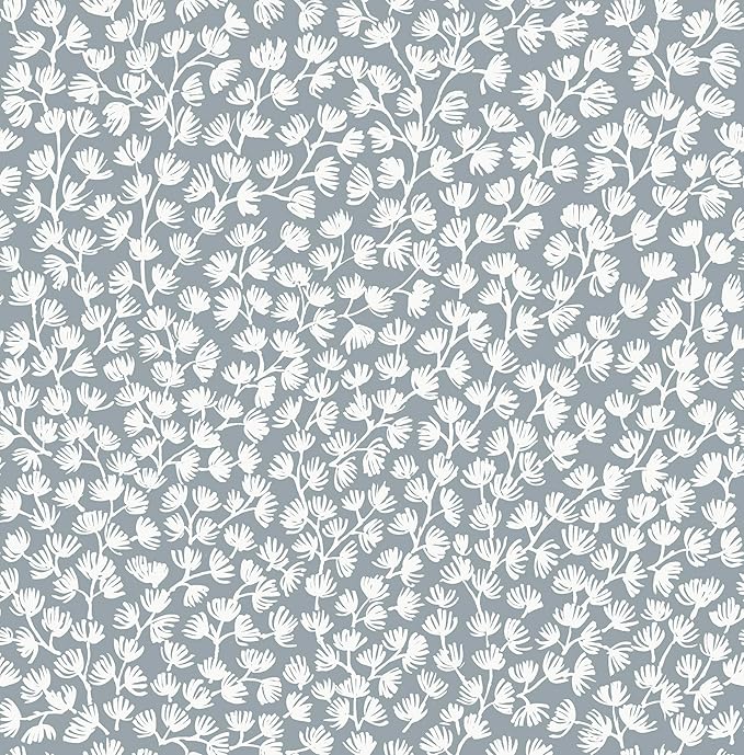 NuWallpaper x Society Social Sea Fern Slate Blue Peel and Stick Wallpaper by NuWallpaper