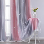XiDi Curtains for Bedroom Decor, Rainbow Pink-Grey-52-54 - Image 4