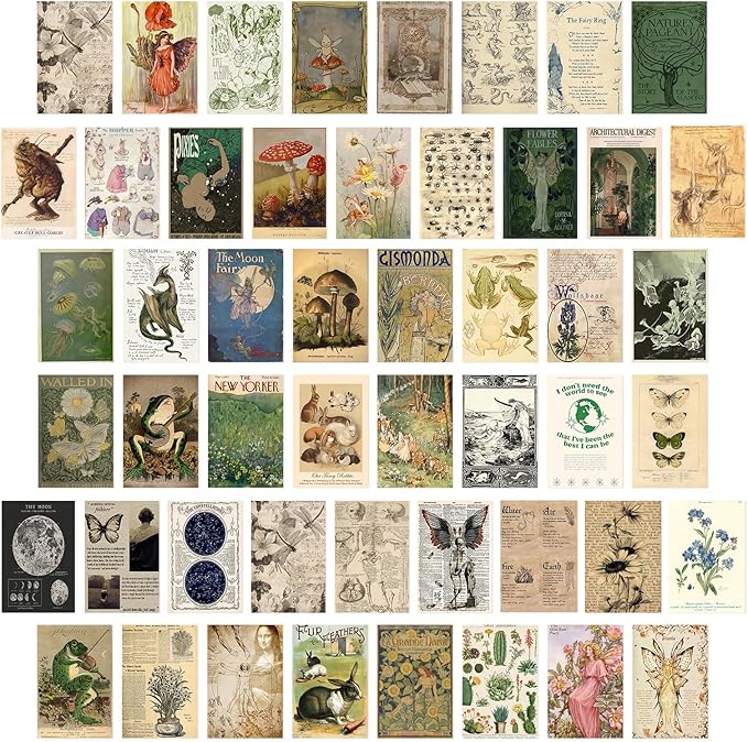 KBKBART Vintage Fairycore Decor Aesthetic Pictures, Retro Cottagecore Earthy by KBKBART